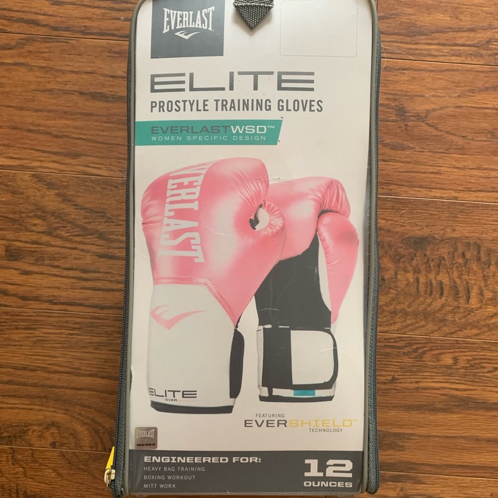 Everlast Elite Pro Style Training Gloves, Pink/White, 12 oz